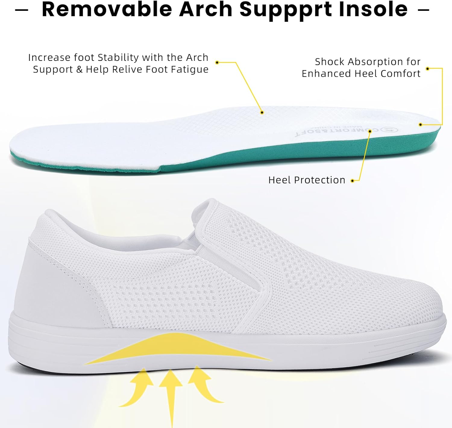 konhill Men's Slip on Shoes, Casual Breathable Boat Sneakers with Arch Support Lightweight Mesh Beach Loafers for Driving Walking Skate - Image 4