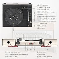Vista 3 de Tocadiscos para vinilos con altavoces externos, transmisión por correa, tocadiscos retro para discos de vinilo, altavoces estéreo duales