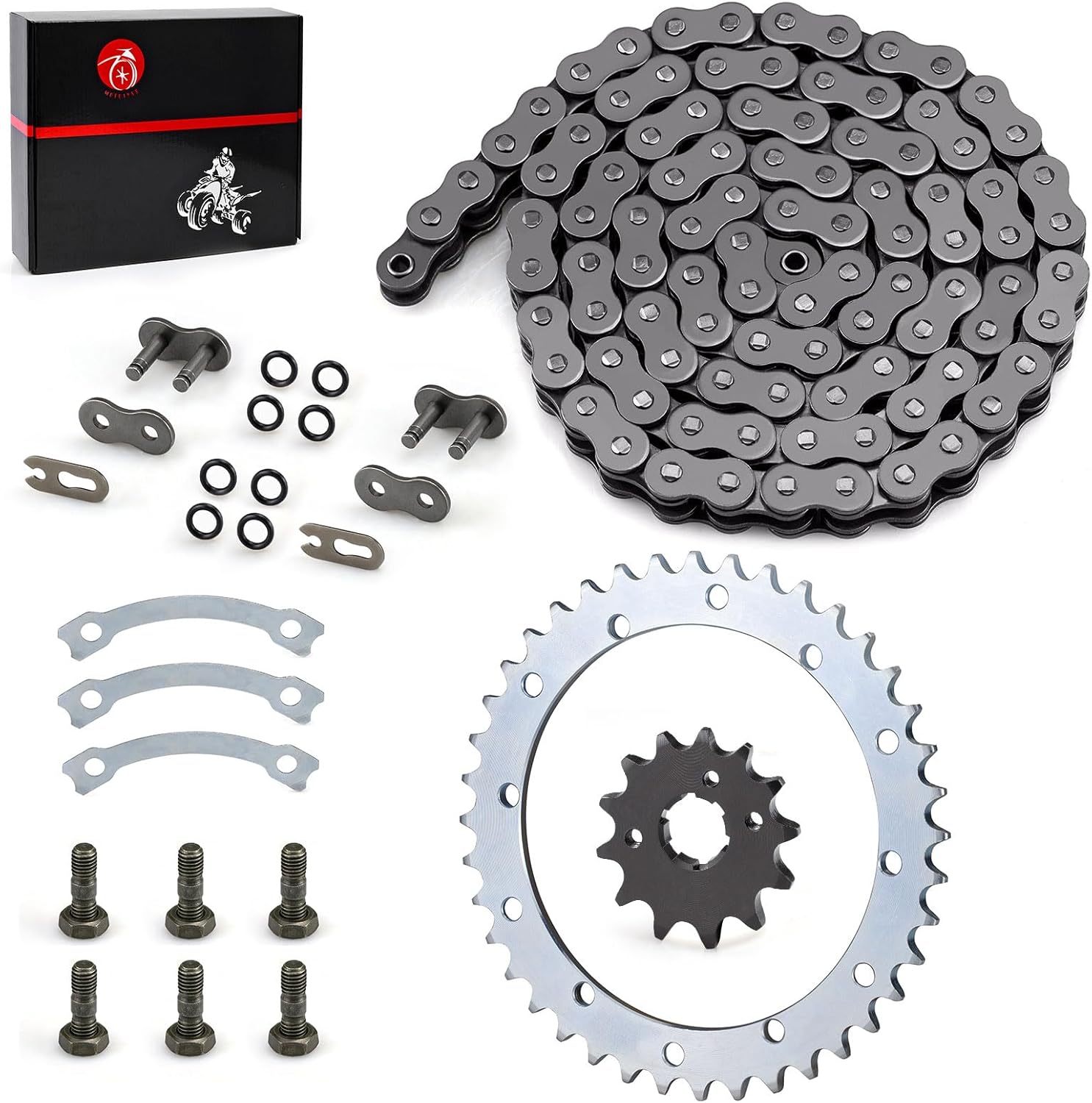 Heavy Duty O-Ring Drive Chain And Drive Sprockets Kit Compatible with Yamaha Warrior 350 YFM350X 1989-2004 (Gray)