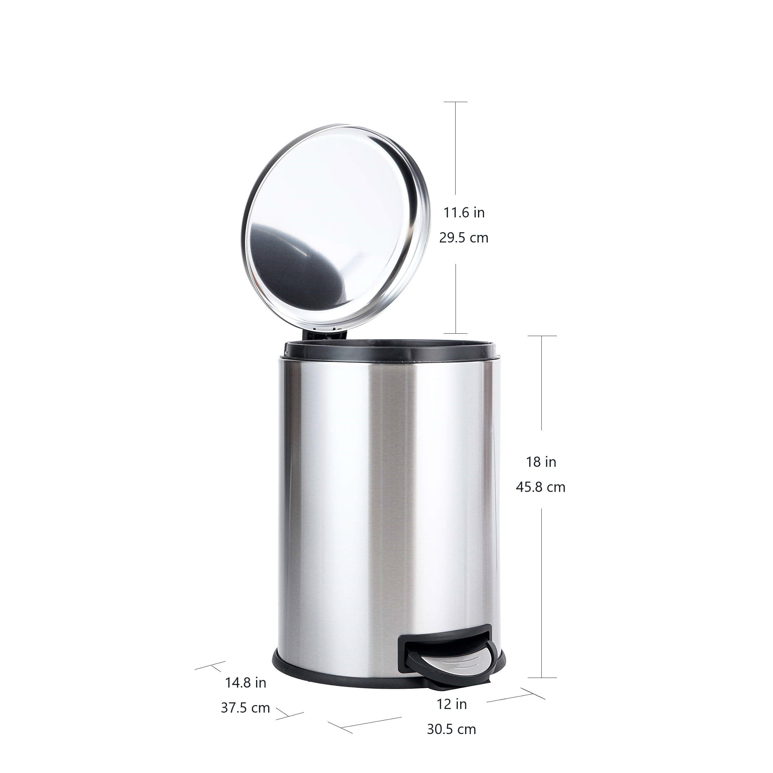 Amazon｜Amazonベーシック 円筒形 ゴミ箱 丸型ペダル ステンレス