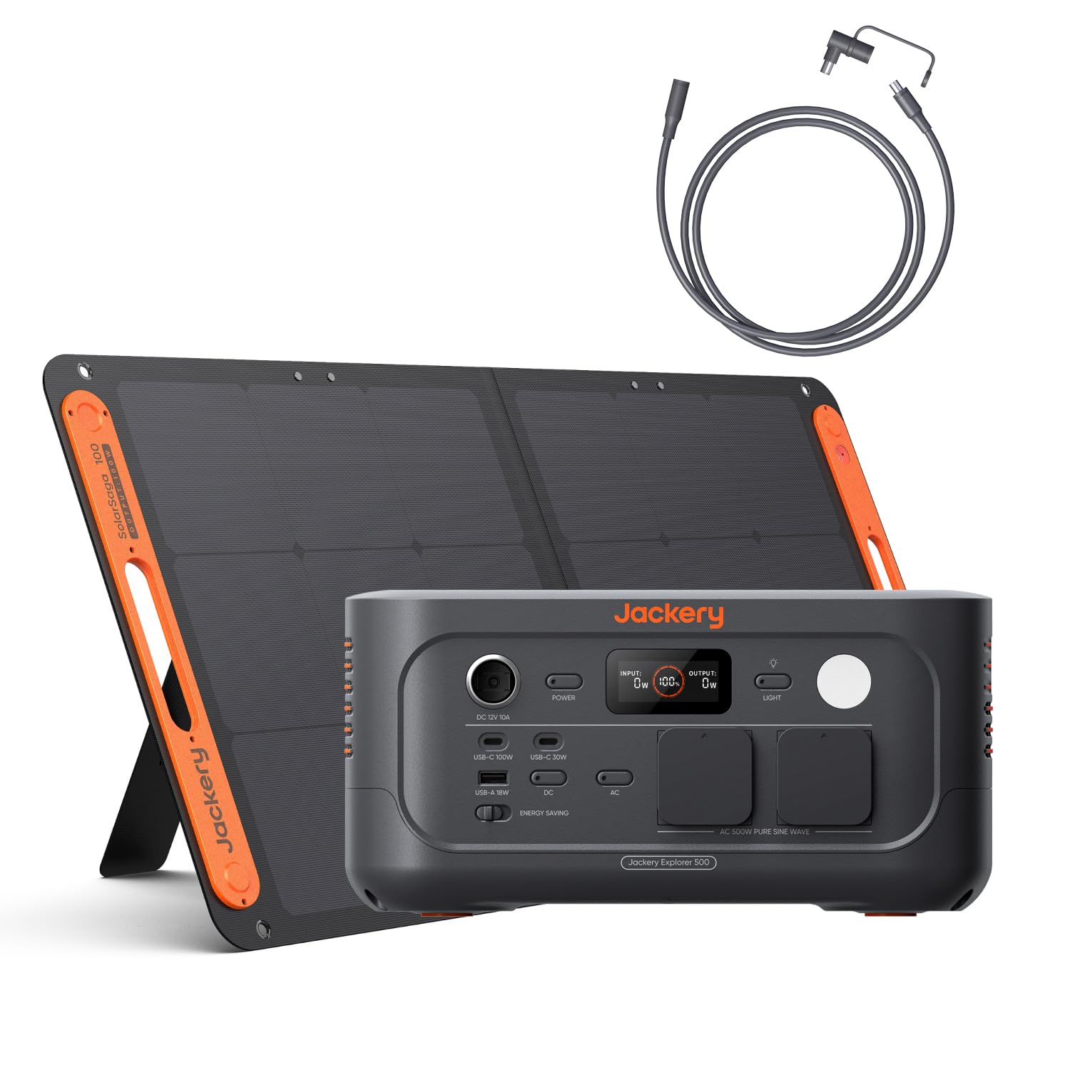 Jackery E500 V2 mit 100W Solarpanel, 513 Wh Tragbare Powerstation & Solargenerator mit 5M Verlängerungskabel für Camping, Wohnmobil & Notfälle, LiFePO4 Akku, 0-80% in nur 52 Minuten