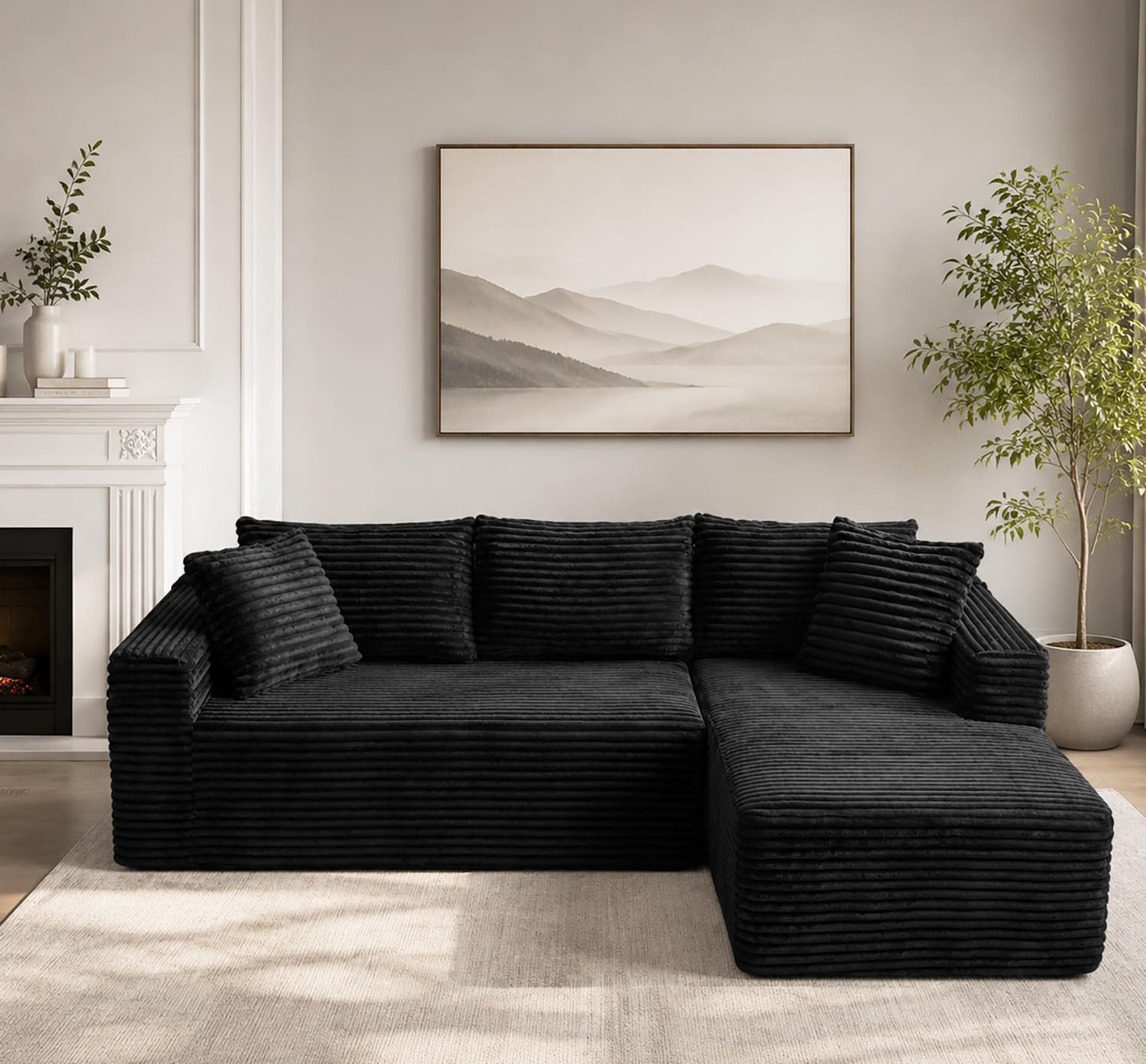 96" Cloud Boneless Sectional Couches with Chaise for Living Room