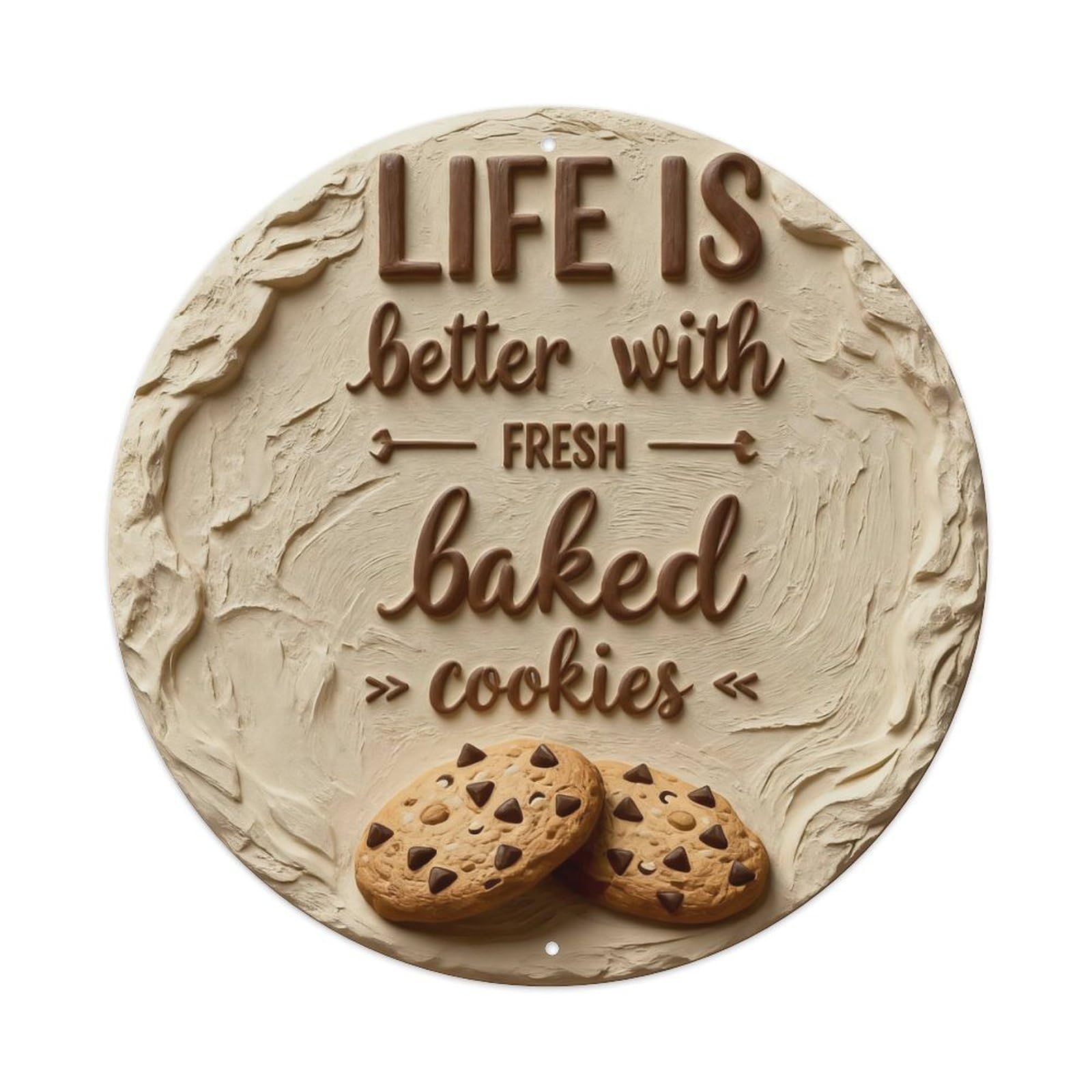 Zlatcbu Vintage Fresh Baked Cookies Quote Metal Tin Sign Retro Wall Art Poster, Decor For Home Living Room Bar Cafe Garage, 8X8 Inch