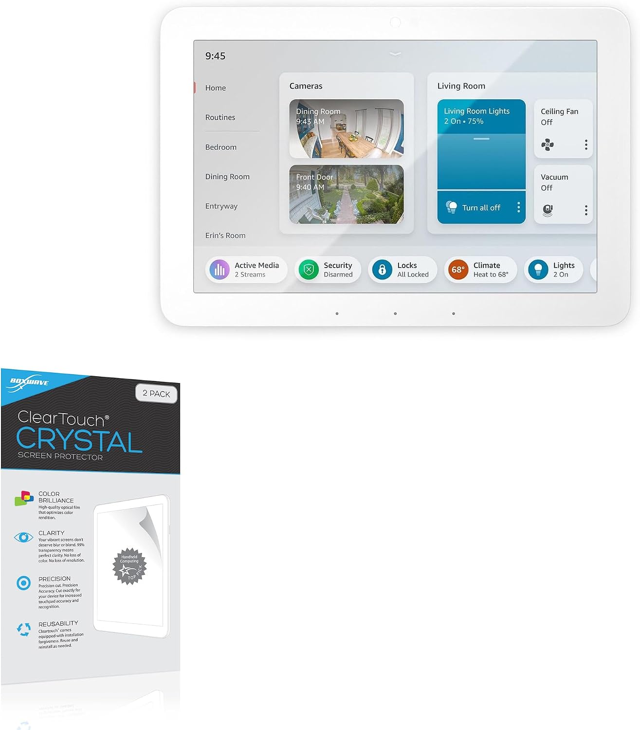BoxWave Screen Protector Compatible with Amazon Echo Hub (8 in) - ClearTouch Crystal (2-Pack), HD Film Skin - Shields from Scratches
