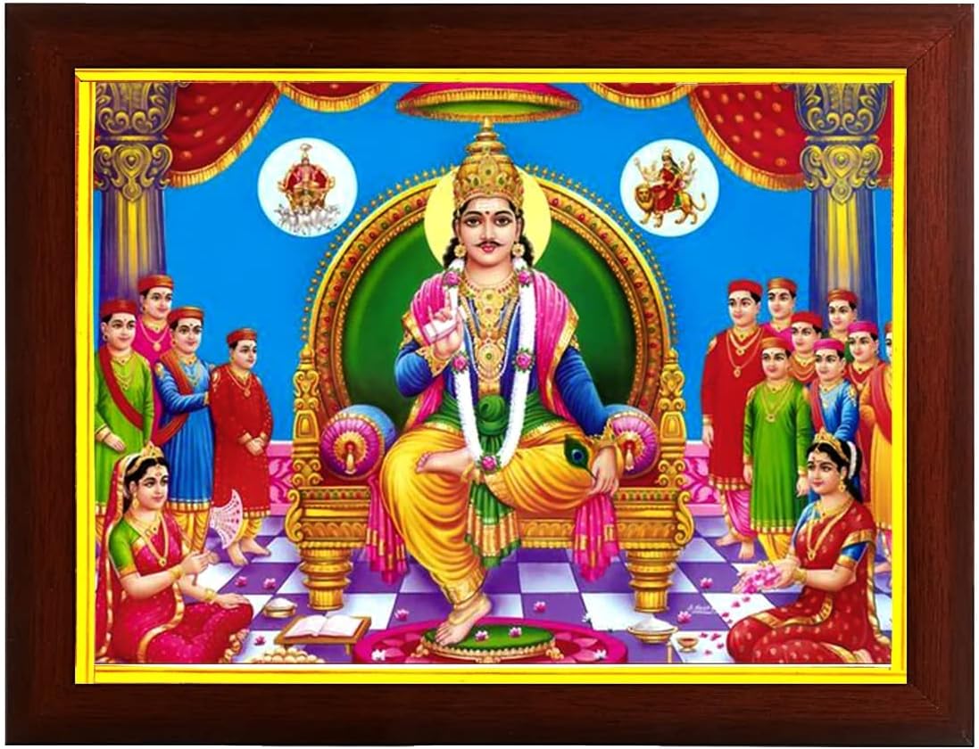 Chitragupta bhagwan wooden god photo frame 13 * 10 inches,multicolor Wall Painting Framed Home Decor (Wood, Brown,Big Size)