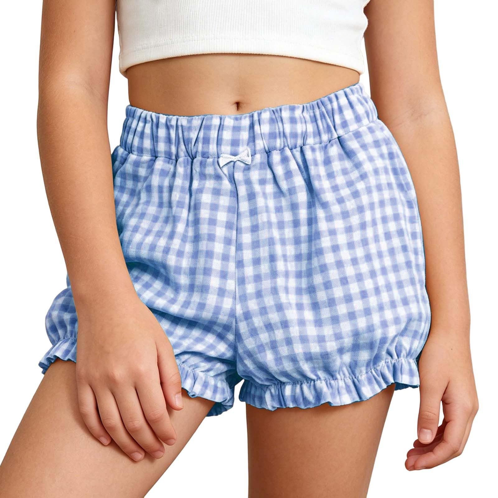Generisch Mädchen Shorts Kinder Sport Shorts mit Elastische Bund und Hohe Taille Kurze Hosen Damen Leichte Atmungsaktive Baggy Sommer Elegante Bermudas Sport Strand Schule