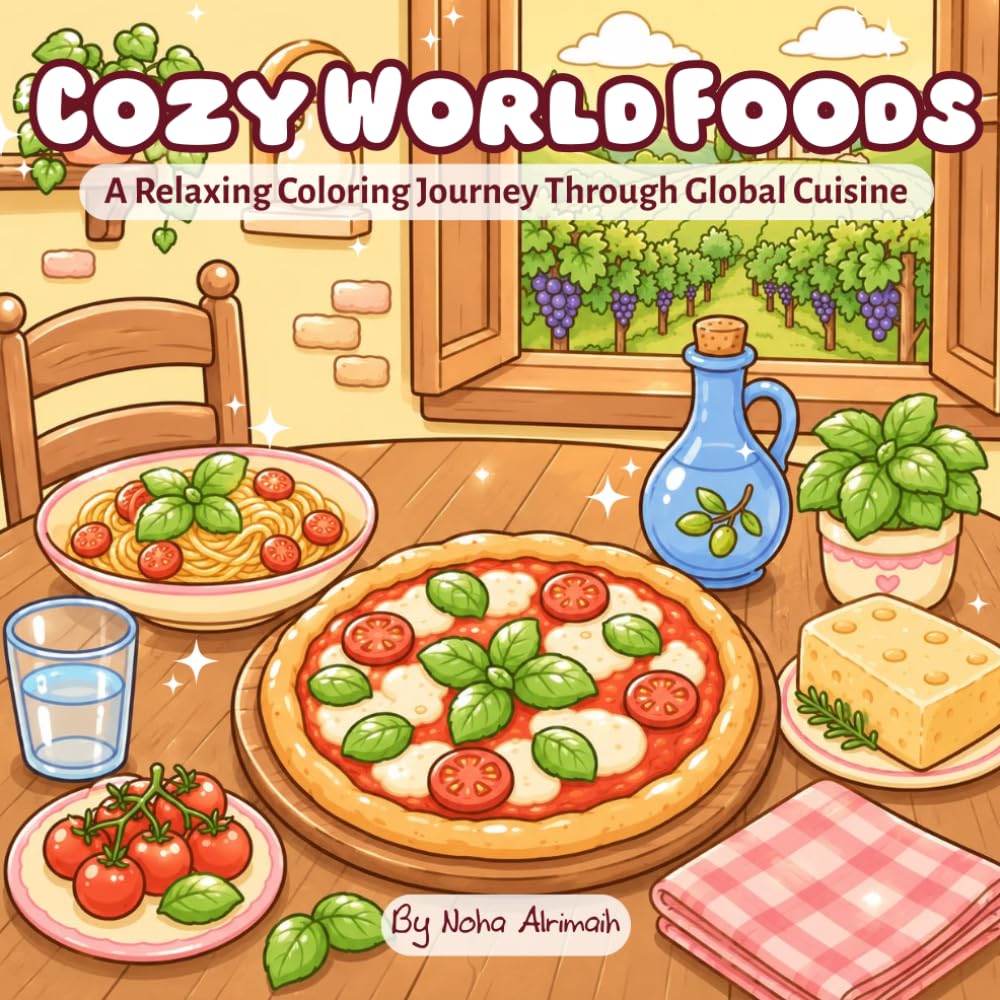 Cozy World Foods: A Relaxing Coloring Journey Through Global Cuisine