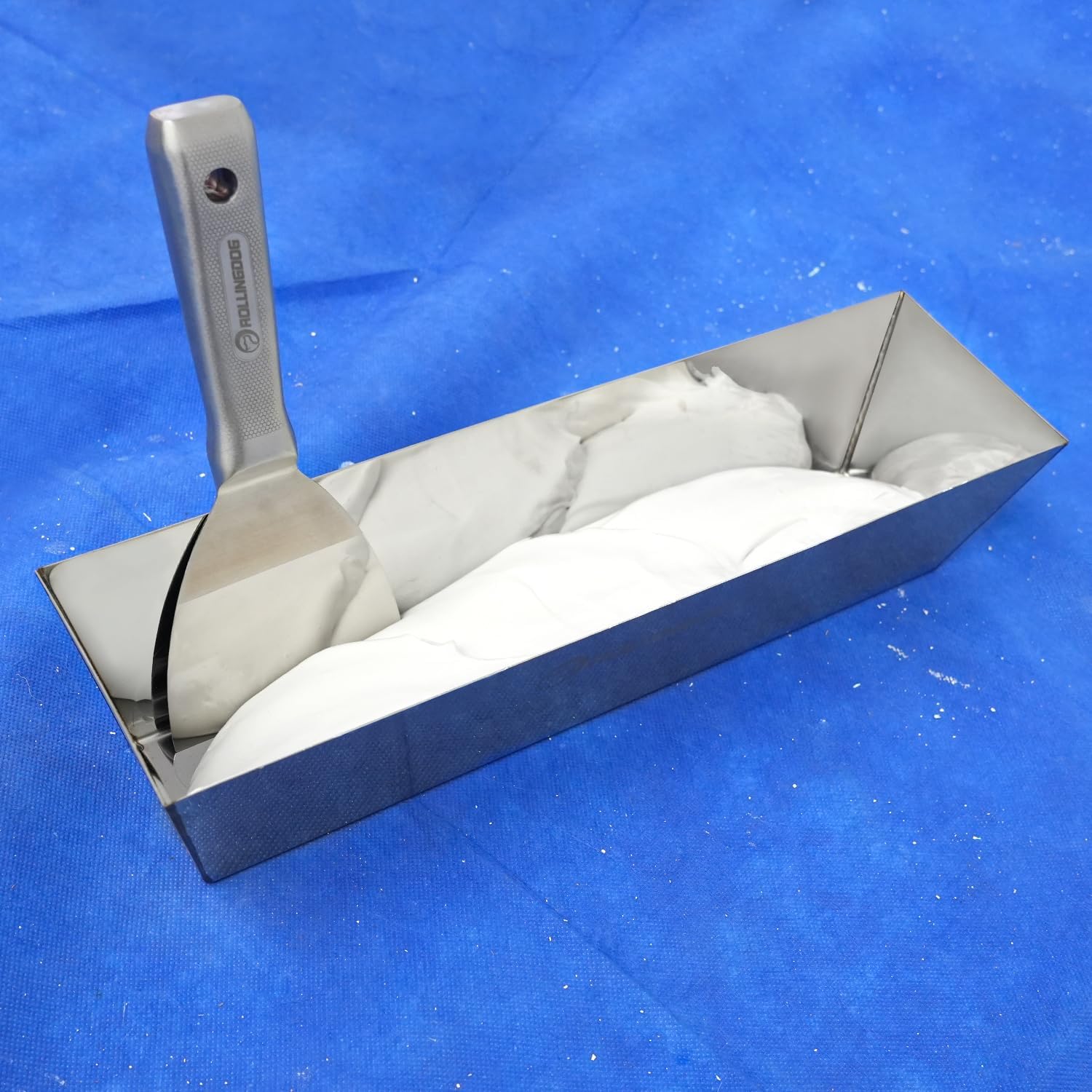 ROLLINGDOG 4 inch Putty Knife and 16 inch Drywall Mud Pan for Drywall Work and Easy Cleaning
