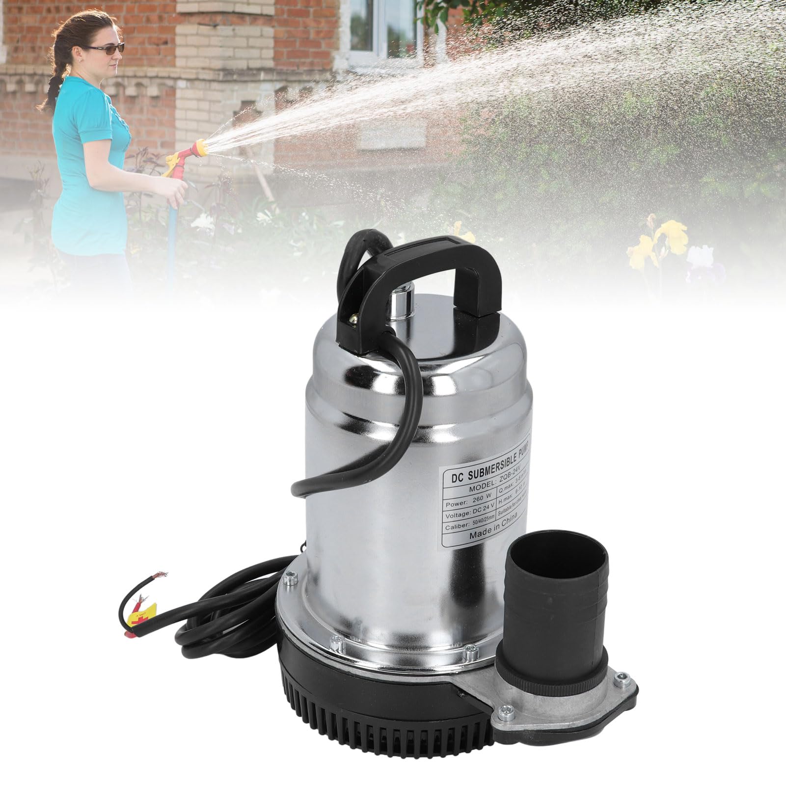 LiebeWH Pompa per Acqua Solare a Pozzo Profondo in Acciaio Inossidabile da 260 W con Girante Centrifuga Ad Alto Flusso, Robusto Motore a Bobina in Rame per Fattoria, Ranch, Serbatoi d'Acqua, Piscine,