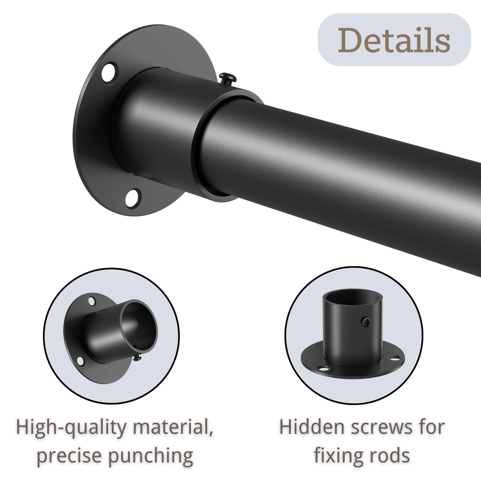 Venwemong Wardrobe Rail,70-90cm Extendable Clothes Hanging Pole, Stainless Steel with Fixing Sockets for Closet & Storage - Image 4
