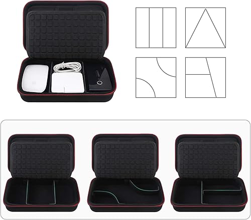 Miniatura 3 de Organizador electrónico duro de viaje, accesorios electrónicos, bolsa de almacenamiento de cables, caja de doble capa a prueba de golpes para