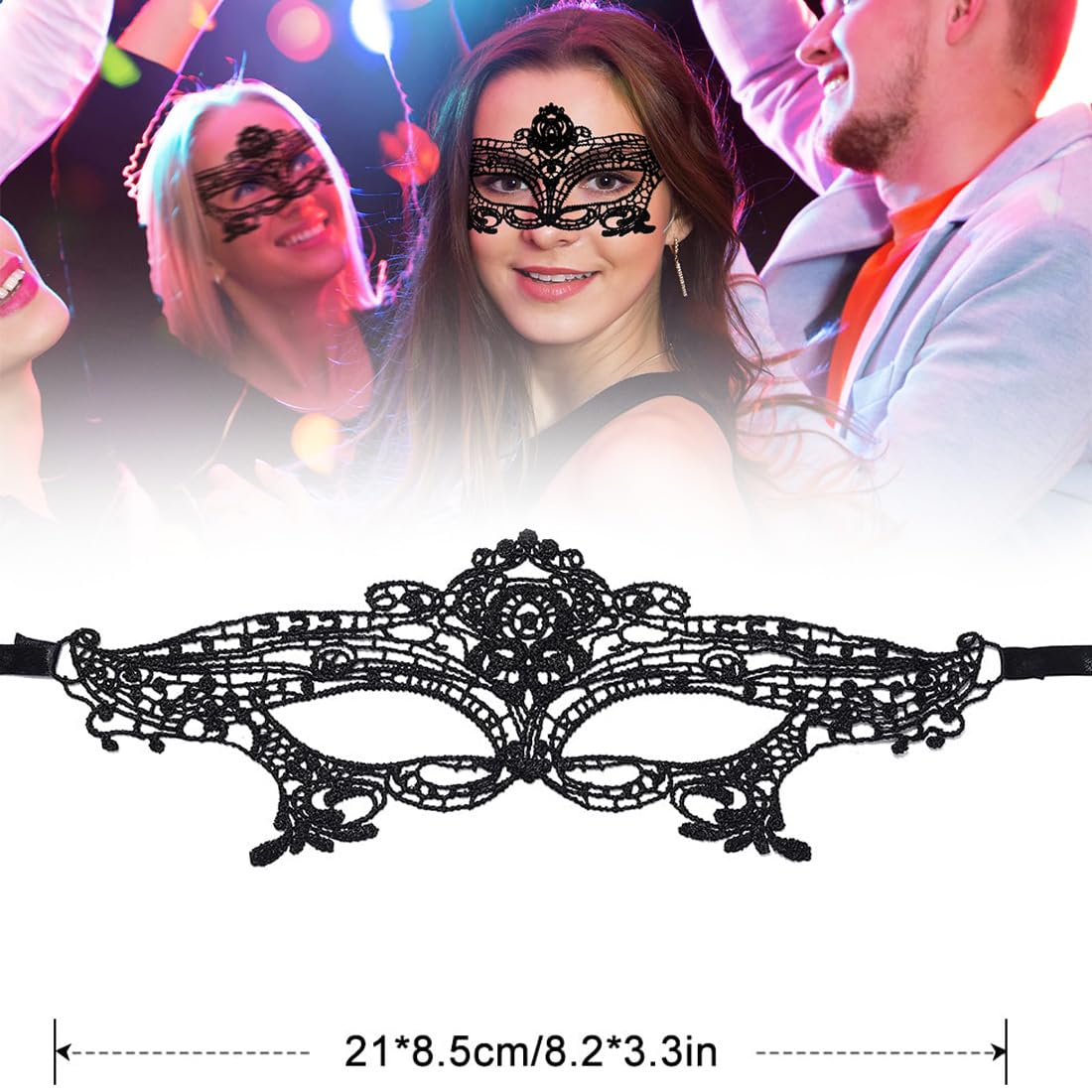 Maschera Per Occhi In Pizzo Nero – Benda Per Dormire, Sexy, Regolabile, Donna