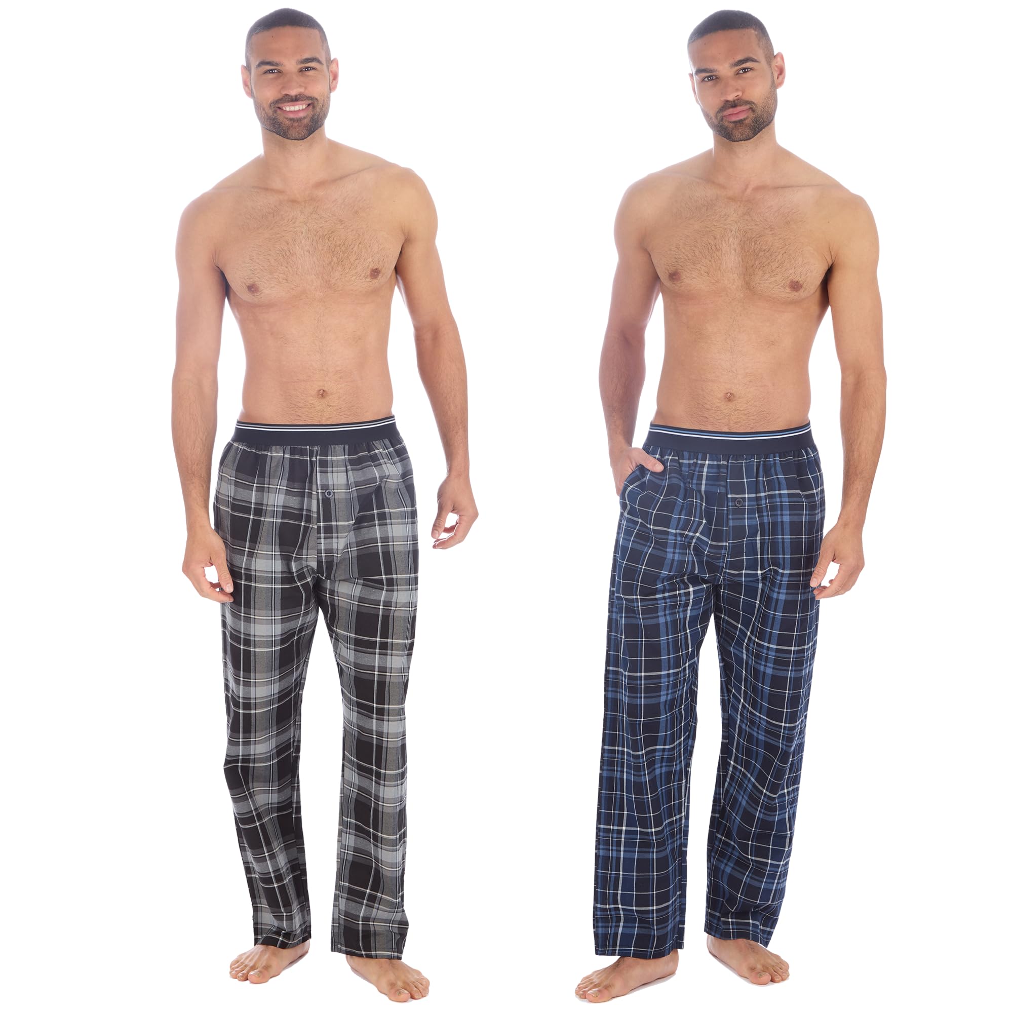 Mens Woven Check Pyjama Bottoms - Pack of 2-image-7