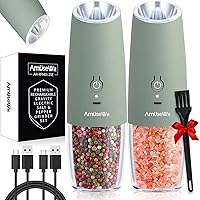 Vista 12 de AmuseWit Molinillo de pimienta eléctrico por gravedad o molinillo de sal [luz blanca] Molinillo de pimienta automático recargable por USB, rugosidad