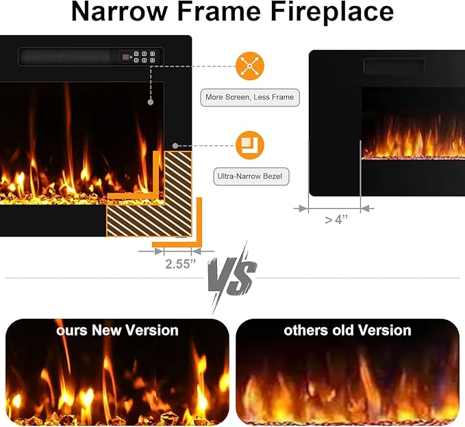 Chimenea Eléctrica BREEZEHEAT 72" Pro, Ultra Delgada, Control Remoto miniatura 4