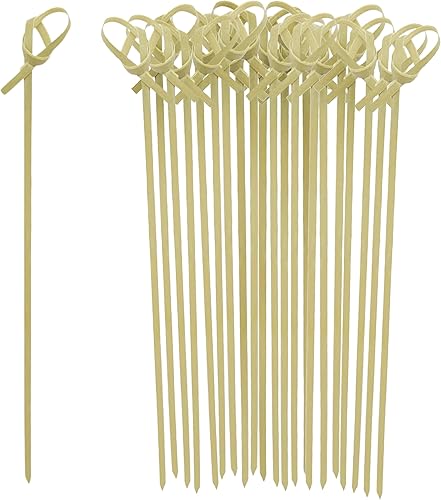 OGGI Palitos de cóctel de bambú, 25 piezas, palillos de Martini de bambú, brochetas de cóctel de madera reutilizables, palitos de Martini para
