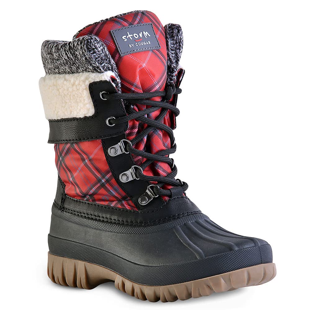 Storm by Cougar Women's Winter and Snow Boots, Red Check Plaid,