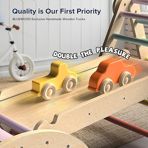 Vista 2 de BlueWood Pikler Triangle Set 7in1 Foldable Baby Climbing Toys Wooden Montessori Climbing Set with Arch&Ramp&Ladder Baby Climber Indoor Jungle Gyms