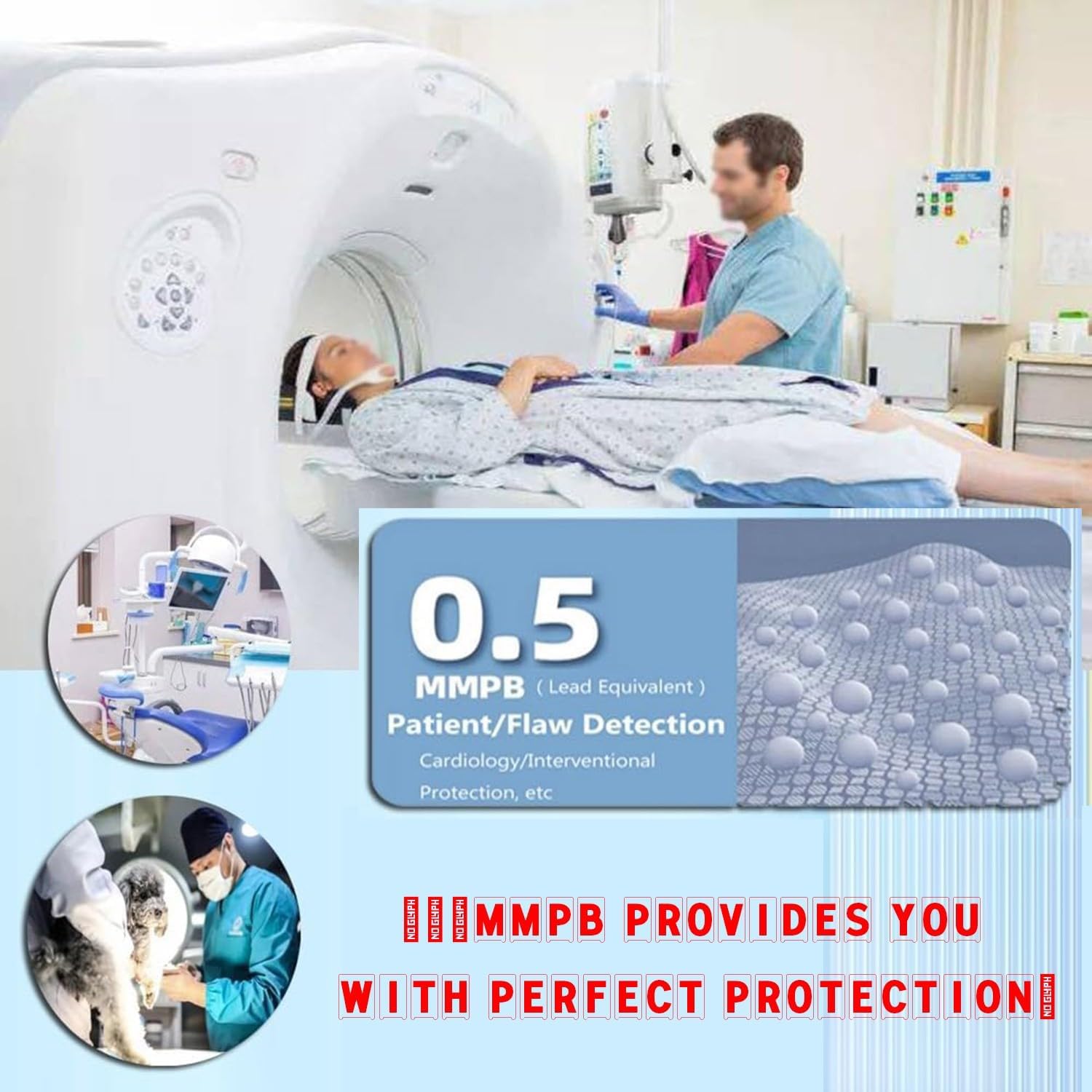 0.5Mmpb Delantal De Plomo, Manta De Plomo, Escudo Protector De Rayos X, Ropa De Protección Equivalente, Tela De Plomo para Radiología para Clínicas Veterinarias, Laboratorios
