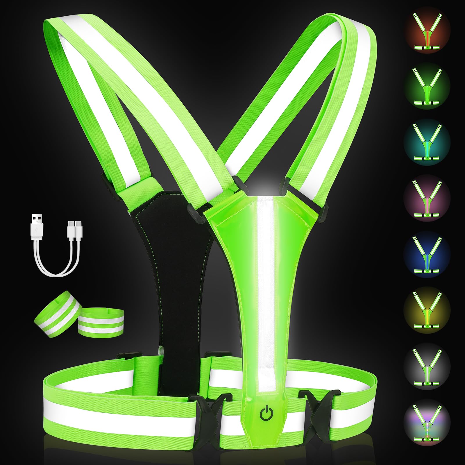 LED Gilet Catarifrangente Ricaricabile USB per Running Ciclismo Jogging Notturni