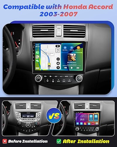 Miniatura 2 de Radio de coche Android 2+64G para Honda Accord 2003 2004 2005 2006 2007, 9 pulgadas pantalla táctil Radio inalámbrico Carplay Android Auto, WiFi
