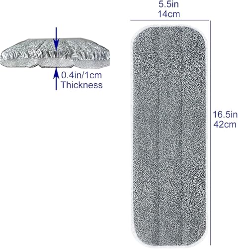 Miniatura 2 de Almohadillas de repuesto para mopa de microfibra, de 16.5 x 5.5 pulgadas, almohadilla de limpieza de suelos húmedos y secos compatible con el