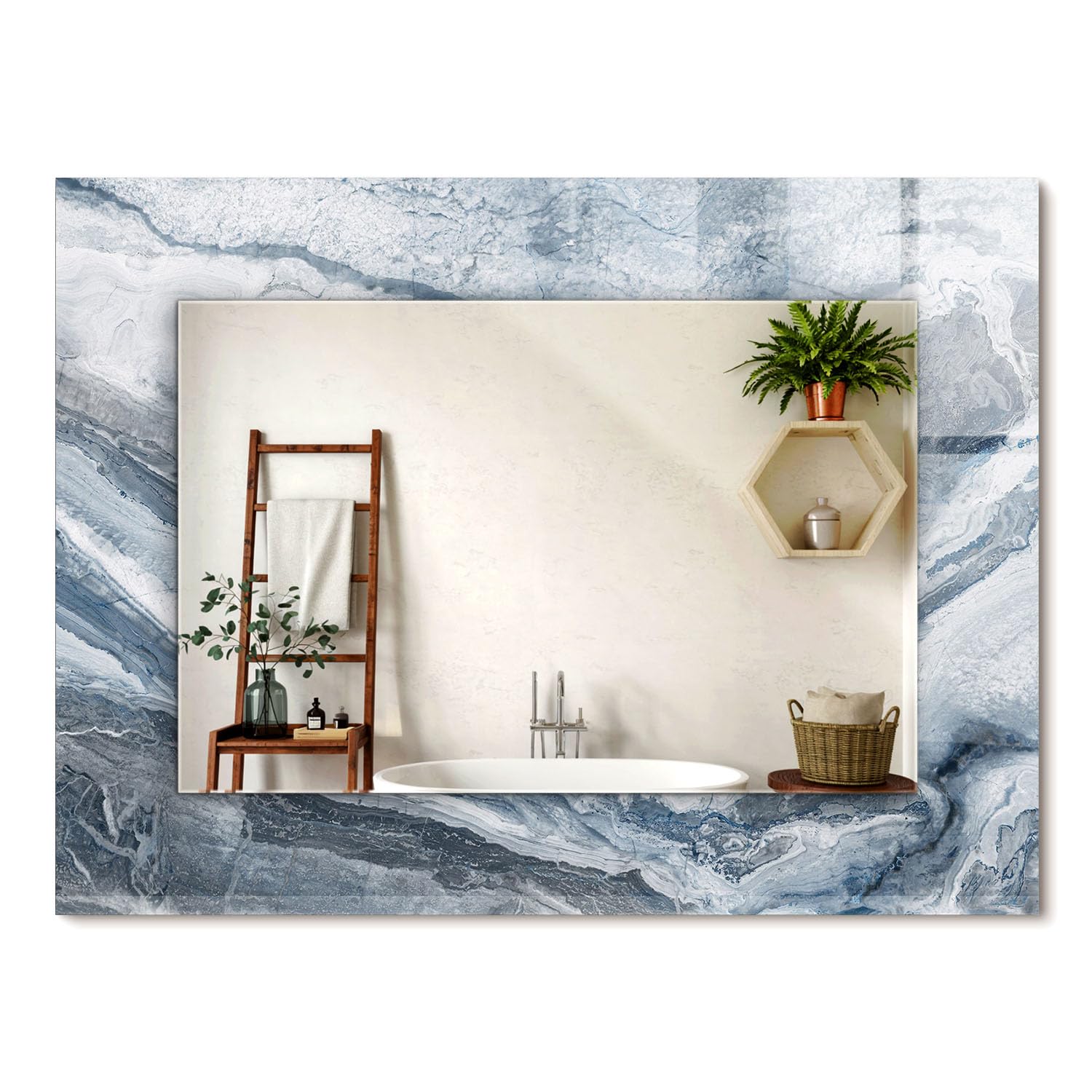 Miroir rectangulaire moderne 80x60cm idéal pour illuminer le salon ou la salle de bain