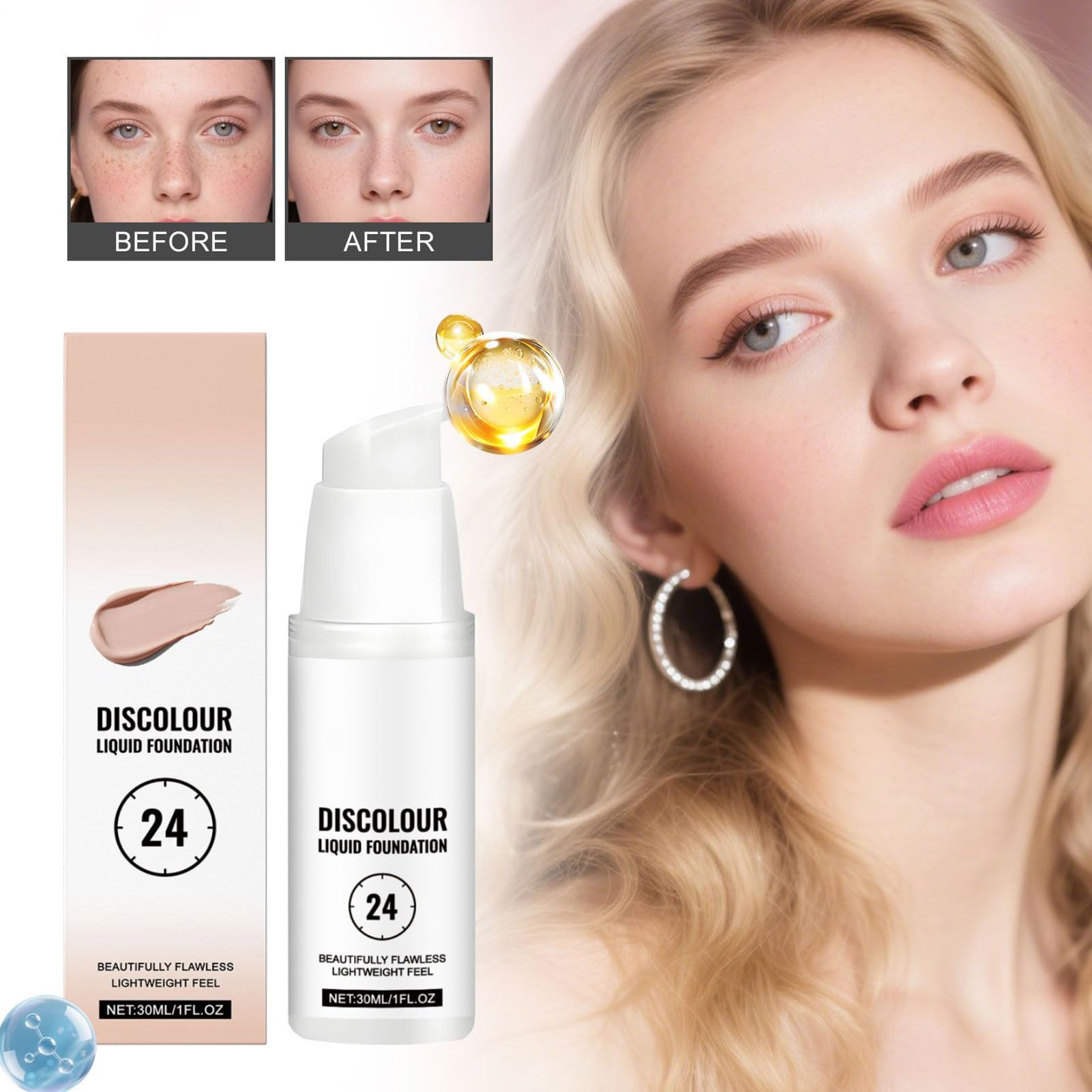 Farbwechselnde Foundation Wasserfeste langanhaltende feuchtigkeitsspendende | Foundation Makeup Liquid Concealer Base für Frauen Männer Arbeit Reisen Party Geburtstag Hochzeit
