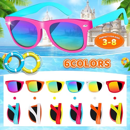 Miniatura 3 de Paquete de 36 lentes de sol para niños con protección UV400, recuerdos de fiesta para niños y niñas de 3 a 8 años, bolsas de regalo de neón para