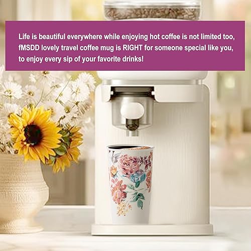 Miniatura 50 de Taza de café de viaje de cerámica, 12 onzas, portátil, taza de viaje con tapa, taza alta de doble pared, vaso para llevar para portavasos de NewDay