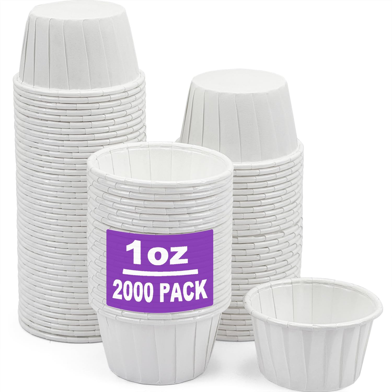 CAMKYDE 2000 pcs Ketchup Cup Small Paper Cups 1 oz, Leak-Proof Food Safe Disposable Condiment Cups Sample Medicine Cup (Pack of 2000)