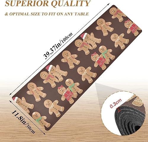 Miniatura 2 de Gingerbread Man Collection - Camino de mesa de salvamanteles resistente al calor, impermeable, antideslizante, largo, salvamanteles, decoración para
