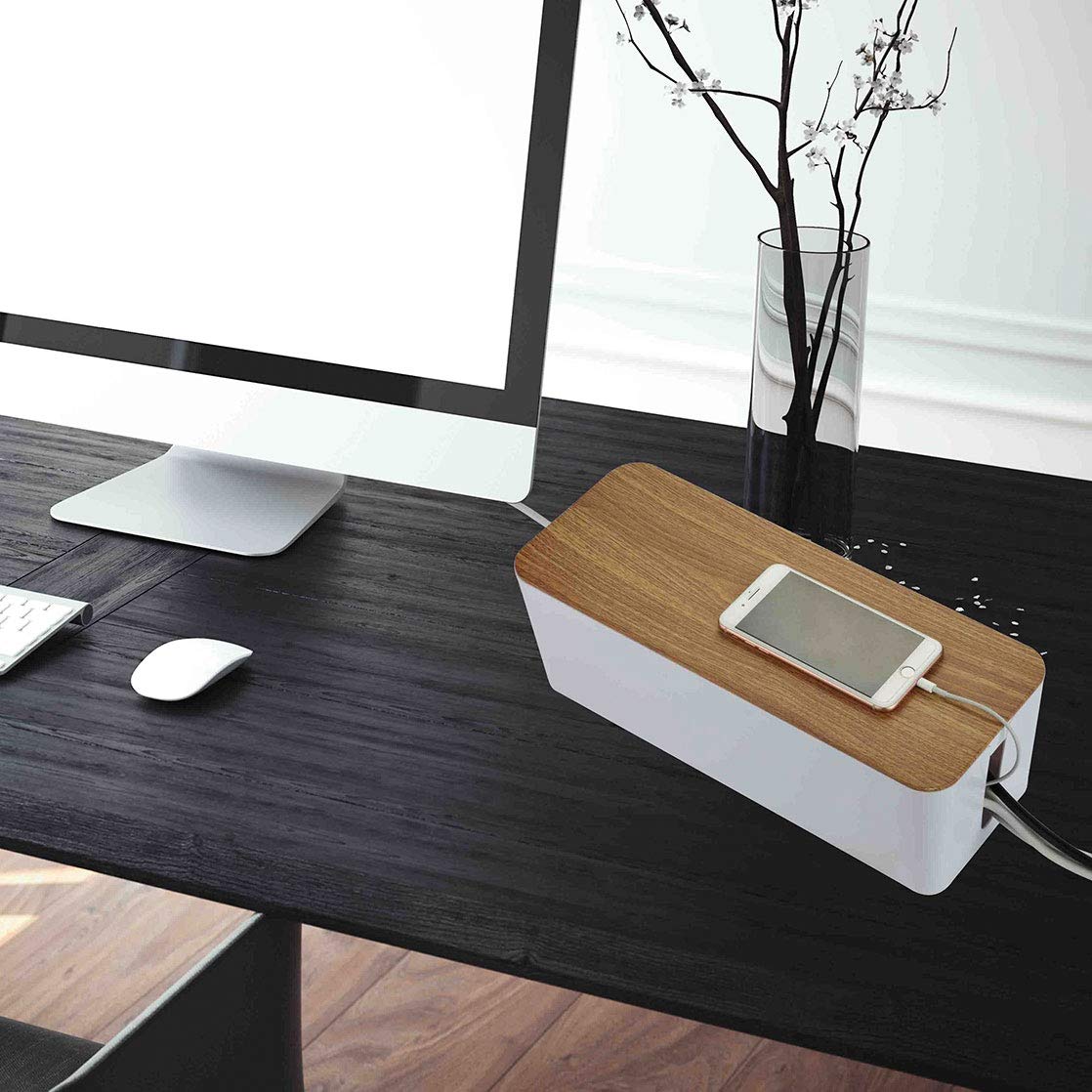 Electraline 300177 Pudełko Organizator Kable Z Multigniazdkiem, Biały