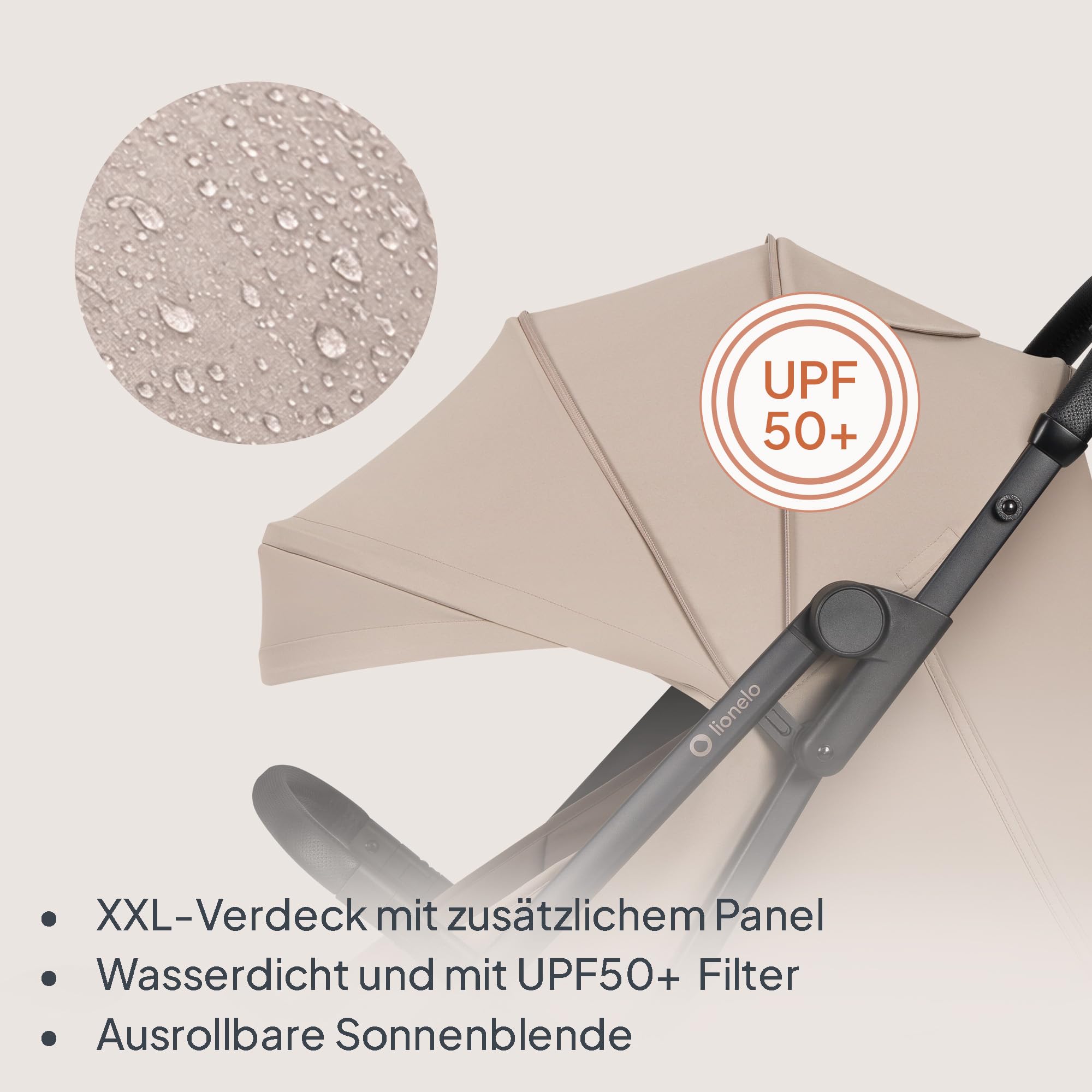 Lionelo Tansi Reisebuggy bis 22 kg, 6 Monate–4 Jahre, Kompakt Faltbar mit Einhand Auto Folding, GravelTech Rädern, Liegeposition 92 cm, Dri Seat, Verdeck mit UPF50+ Schutz Wasserdicht, Korb bis 3 kg