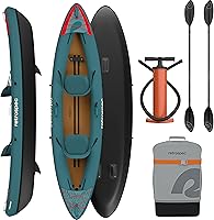 Vista 14 de Retrospec Coaster Kayak inflable individual y tándem para adultos, capacidad de peso de 220 y 440 lb, liviano con remo y bomba