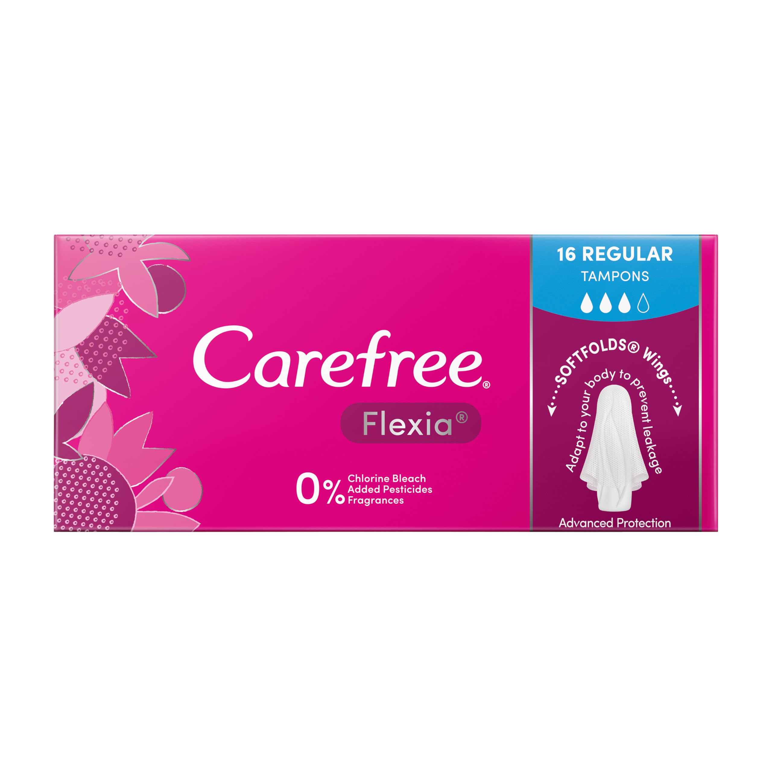 Carefree Flexia Regular Tampons 16 pack |Advanced Protection| Adapts To Your Body