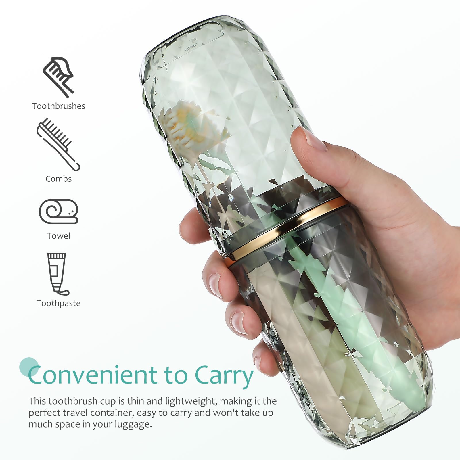 Transparent Travel Toothbrush Case with Cover, Portable Travel Toothbrush Cup Storage Container for School Camping Business Trip Bathroom