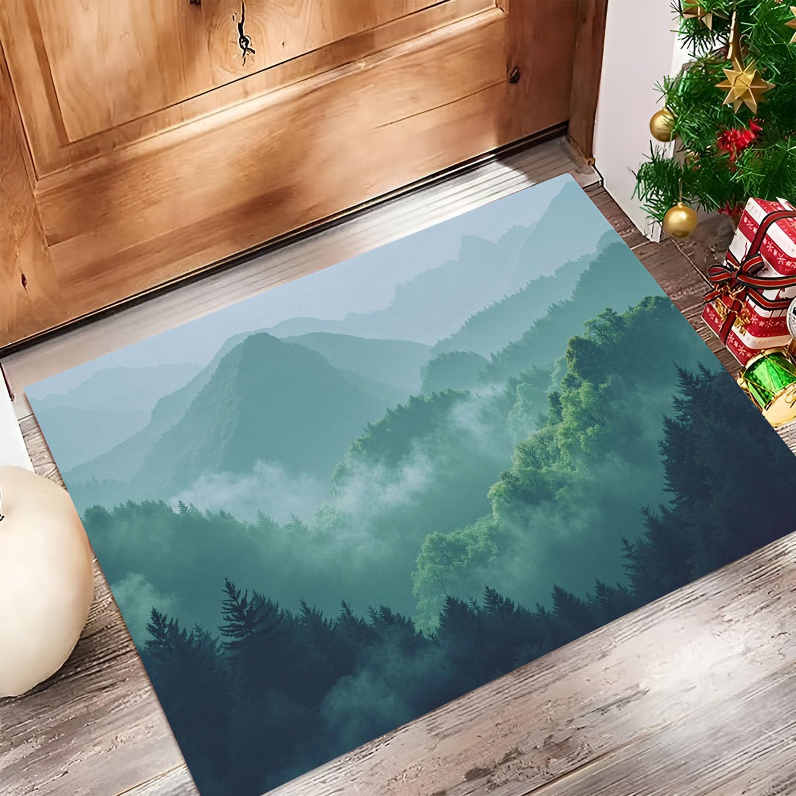 Tapis de porte lavable forêt verte 60x90 cm pour entrée
