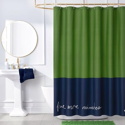kate spade new york Five More Minutes Color Block Shower Curtain, 72 in x 72 in, Made from 100% Cotton, Machine Washable, ...