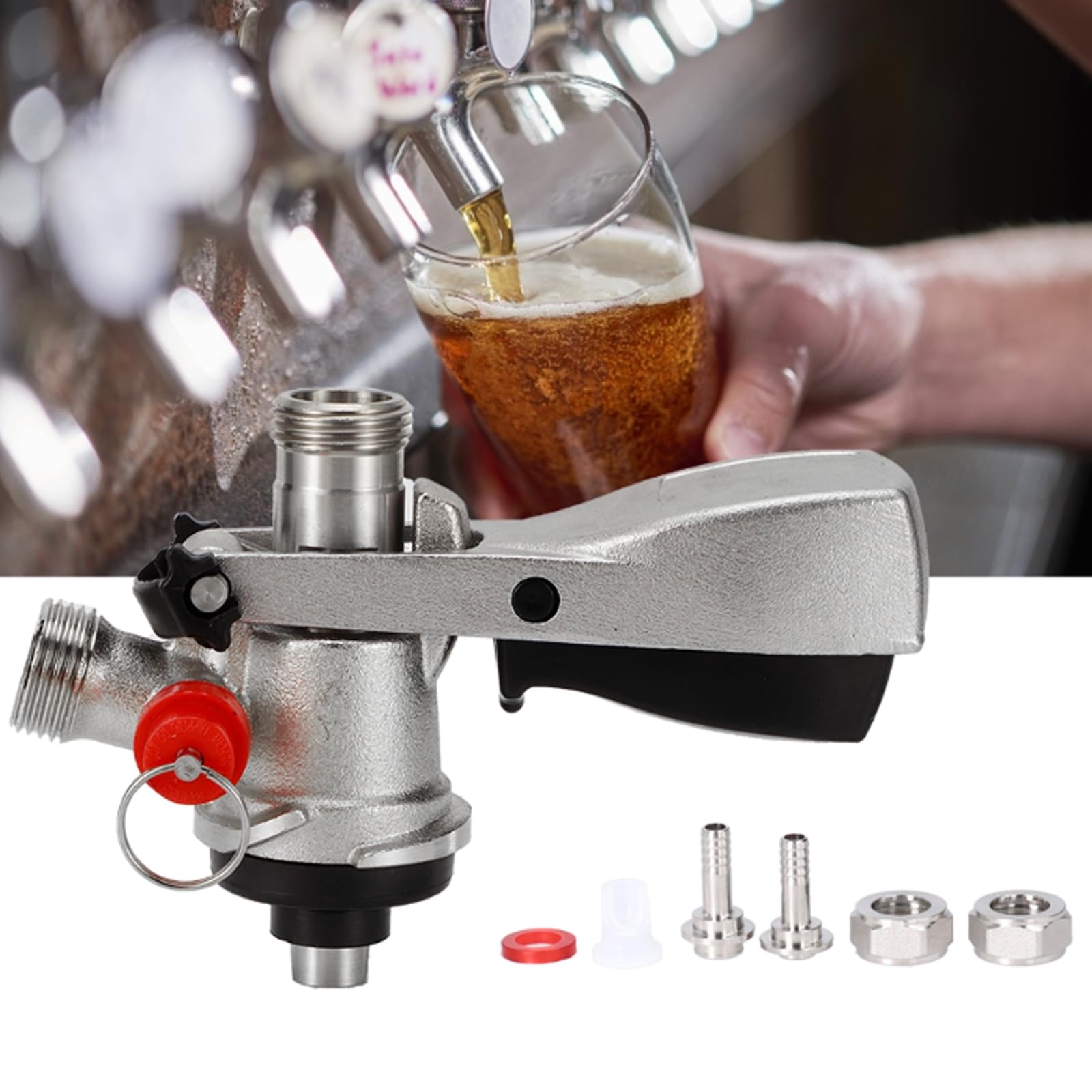 Tête De Robinet De Fermeture De fût, TêTe De Robinet De Bouchon De FûT, Baril Fileté G5/8, Sortie De BièRe De Type A, fût De Brassage, Robinets De Bière En Acier Inoxydable 304, Robinet à Bière