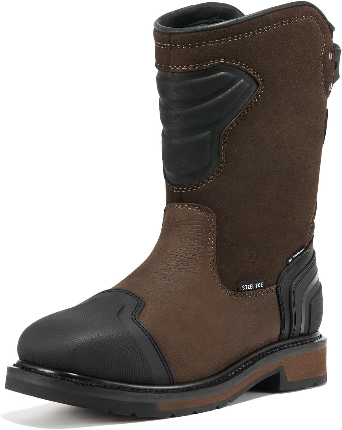 NINGO Steel Toe Work Boots for Men, Waterproof Safety Boots with All-Around Protection, Mens Square Toe Construction Boots with Slip Resistant & EH Protection, for Industrial Motorcycle - Image 6