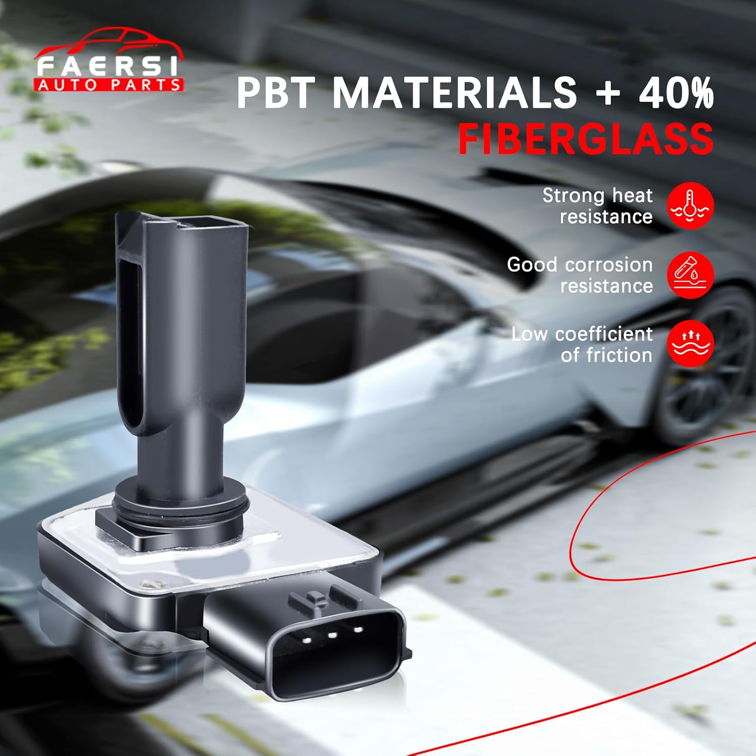 FAERSI Mass Air Flow Meter Sensor MAF 22680-5J000 Replace for Nissan Frontier Pathfinder Quest Xterra 3.3L, 2001-2004 Ford Mustang 3.8L, 1999-2002 Mercury Villager 3.3L & 1998-2000 Infiniti QX4 3.3L