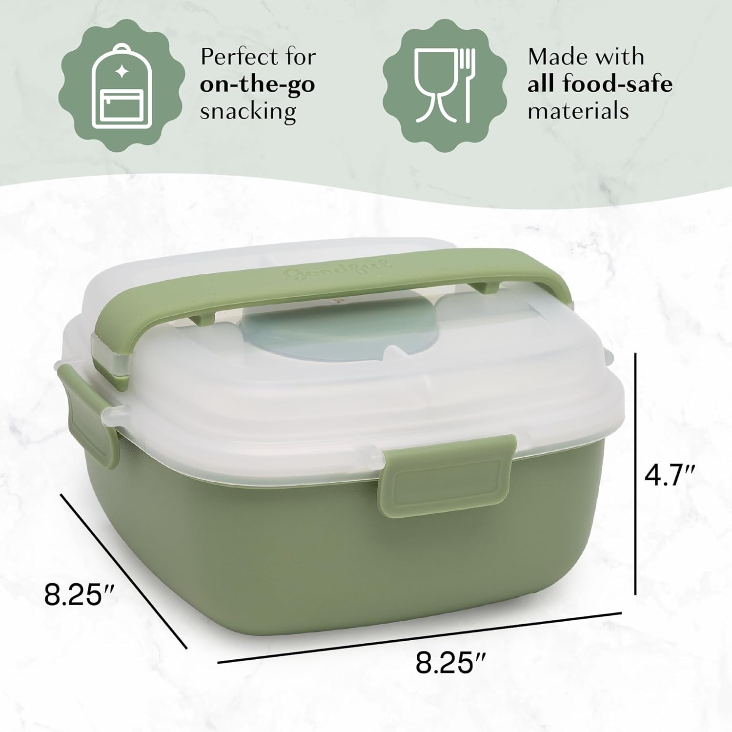 Goodful Stackable Lunch Box Container, Bento Style Food Storage with Removeable Compartments for Sandwich, Snacks, Toppings & Dressing, Leak-Proof and Made without BPA, 56-Ounce, Sage - Image 7