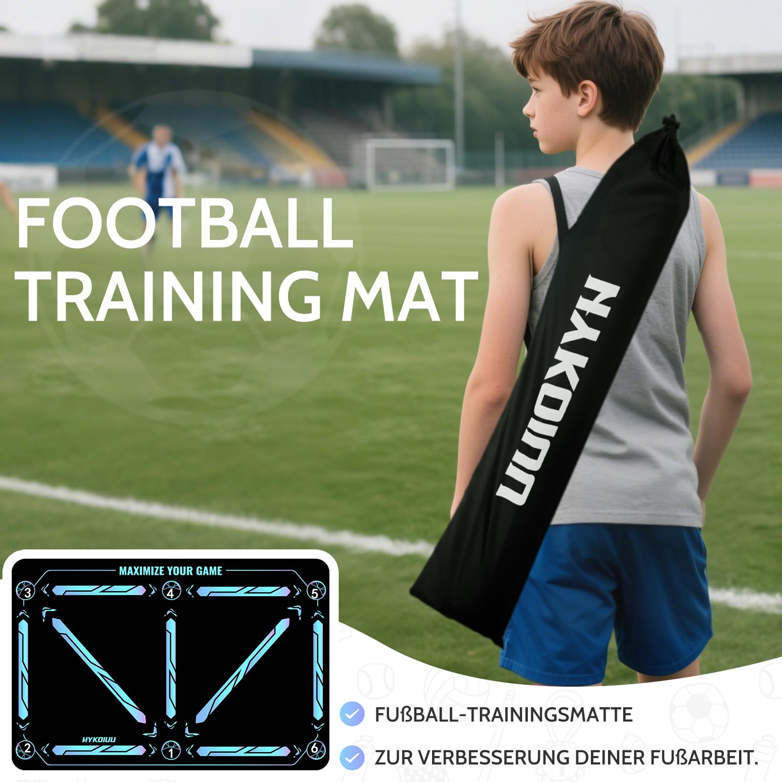 Fussball Matte Mit Trainingsvideo Rutschfest Silent Fussballmatte Training Kinder – Trainingsmatte Für Ballkontrolle & Schritt-übungen Stoßdämpfende Fußball Trainingsmatte Trainingszubehör