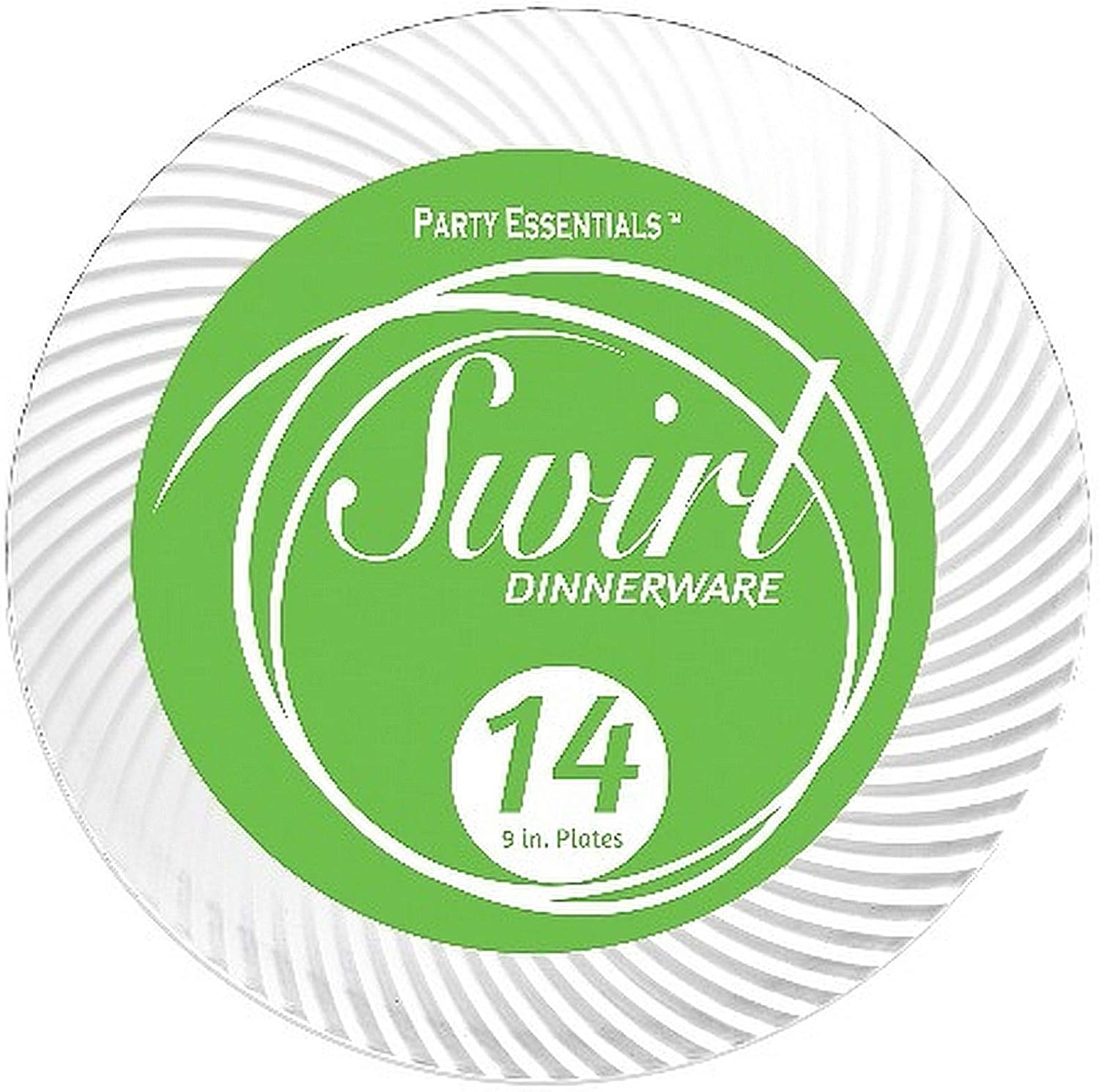 Party Essentials 40-Count Hard Plastic 9" Lunch/Dinner Plates with Swirled Rims, Clear