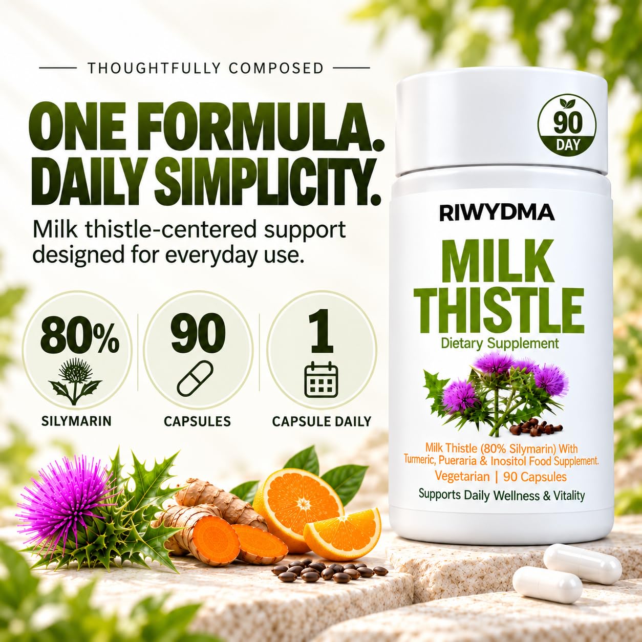 Milk Thistle Liver Detox, 8-in-1 Milk Thistle Liver Support Supplement, 90 Vegetarian Capsules, 80% Silymarin Herbal Formula with Turmeric, Pueraria & Inositol, Digestive & Detox Support — Amazon image 8