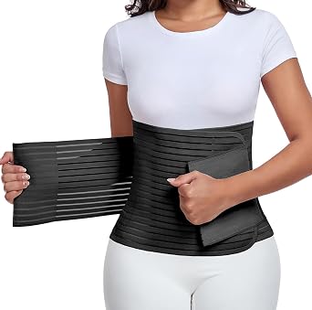 MAMODY Abdominal Binder Compression Belly Wrap for Postpartum Recovery, Belly Binder Postpartum Belly Band, Abdominal Support Belt for Women & Men