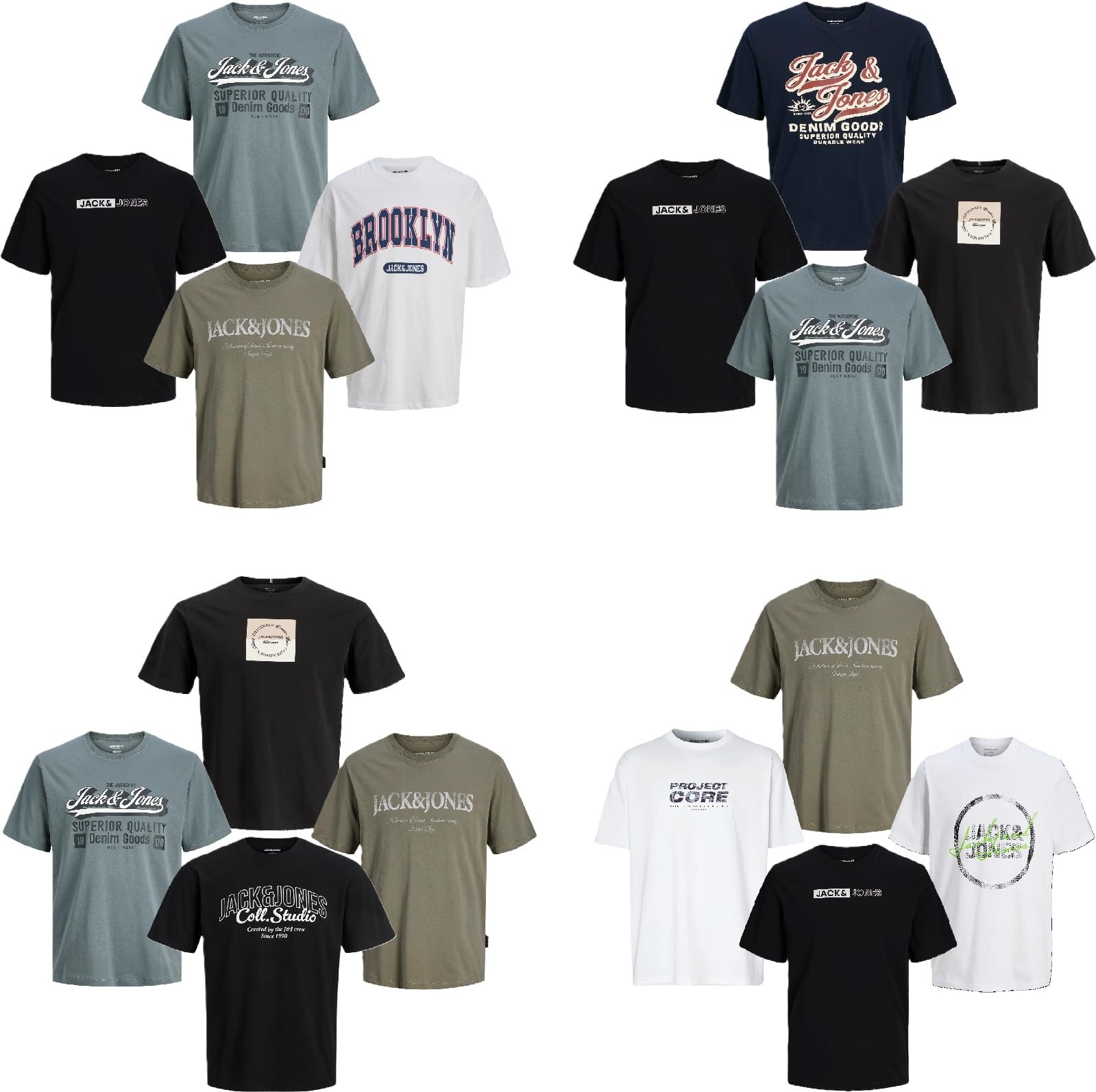 JACK & JONES Herren T-Shirt 4er Pack Rundhals O-Neck Tee Shirt S,M,L,XL,XXL NEU 71-8gr