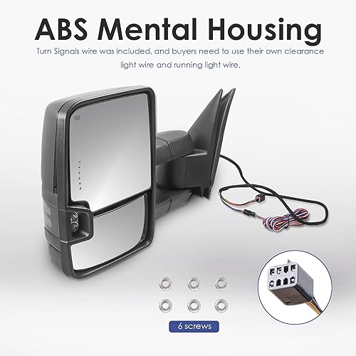 Miniatura 6 de MOSTPLUS Espejos de remolque con calefacción eléctrica compatibles con Chevy Silverado Suburban Tahoe GMC Serria Yukon 1999-2002 con luz de giro