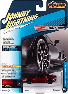 2012 Chevy Corvette Z06 Crystal Red Met Classic Gold Collection Ltd Ed to 12240 pcs 1/64 Diecast Model Car by Johnny Lightning JLCG029-JLSP245 A